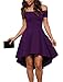 Sidefeel Women Off Shoulder Sleeve High Low Skater Dress XX-Large Purple