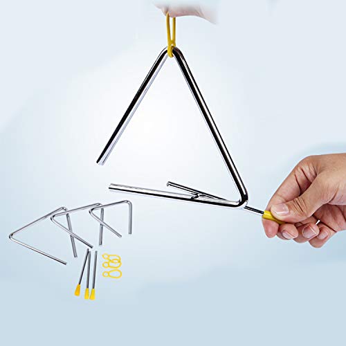 luakesa Musical Steel Triangle Instrument Set with Striker Dinner Bells For kids 2 Pack (4 inch)