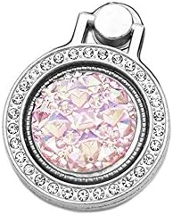 Universal Bling Gemstone Crystal Phone Ring Stand Holder 360 Degree Finger Ring Creols-0005 (Silver)
