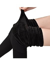 Mallas de invierno con forro polar para dama, cintura alta, elásticas, pantalones, , Negro paquete de 2