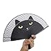 Tinksky Women Cartoon Cat Folding Silk Fan Handheld Fan (Black)