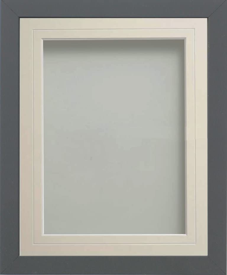 Frame Company Allington Grey Photo Frame with Ivory V-Groove Mount, 12x10 for 6x4 inch, fitted with perspex