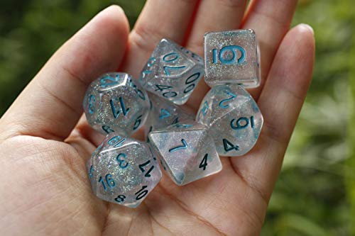 HD Dice DND RPG Polyhedral Dice Set for Dungeons and Dragons Pathfinder D&D MTG Role Playing Game Purple Transparent Dice with Color Changing Glitter 7-Die Group (Light Green)