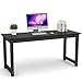 Tribesigns Modern Computer Desk, 63 inch Large Office Desk Computer Table Study Writing Desk for Home Office, Black Metal Frame