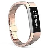MoKo Fitbit Alta HR and Alta Band, Stainless Steel Replacement Smart Watch Wrist Strap Bracelet with Butterfly Buckle Clasp for Fitbit Alta / Fitbit Alta HR, Fits 5.11