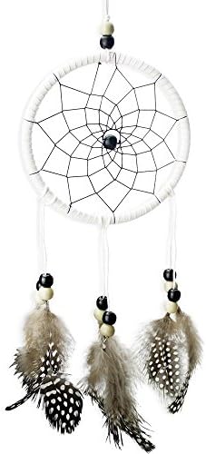 TOOZI Traditioanl Handmade Dream Catcher Circular with Black &amp; White Polka Dot Feathers Wall Hanging Decor Ornament