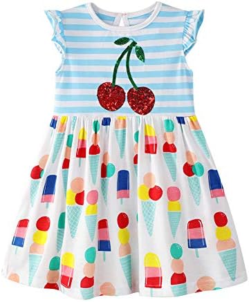 Little Girls Casual Dress Short Long Sleeve Cotton Summer Winter Top Pajamas Tunic Shirt Applique Dress