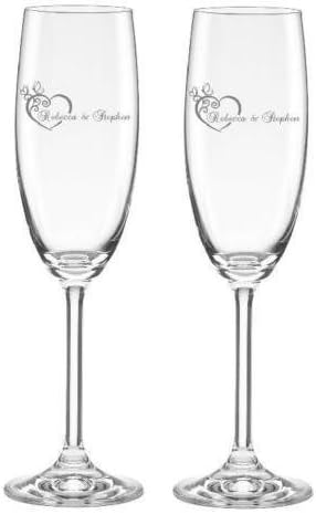 LENOX Blush Crystal Champagne Toasting Flutes 6oz Personalized Heart Design 2pc Set Wedding #69-02
