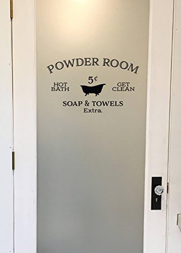 YoYoga Powder Room Hot Bath Get Clean Soap and Towels Extra Wall Decal Bathroom Decor Sign, Washroom Door, Wall Decal, Vinyl Sign (Black,14X24 Inch)