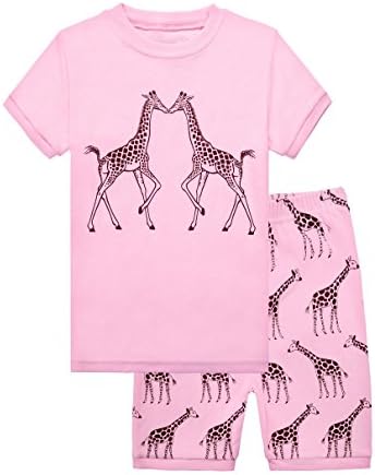 Aiqie Deer Little Girls Short Pajamas Set 2 Piece Kids 100% Cotton Clothes (2T, Pink)