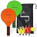 Funsparks Jazzminton Paddle Ball Game with Carry Bag - Indoor Outdoor Toy - Play at The Beach, Lawn or Backyard - 2 Wooden Racquets - 4 Shuttlecocks - 1 Ball primary