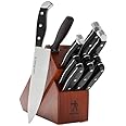HENCKELS Premium Quality 12-Piece Knife Set with Block and Knife Sharpener, Razor-Sharp, German Engineered Knife Informed by over 100 Years of Masterful Knife Making, Dark Brown