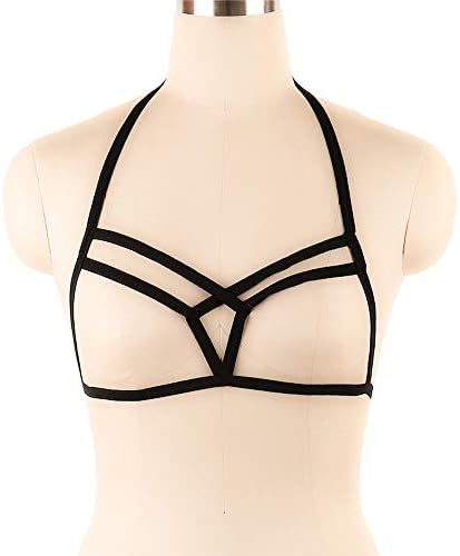 Carolui Sexy Women Hollow Out Elastic Cage Bra Bandage Strappy Halter Bra Bustier Top Garter Corset Lingerie Women Bralette Top Intimate Underwear Sexy Costume