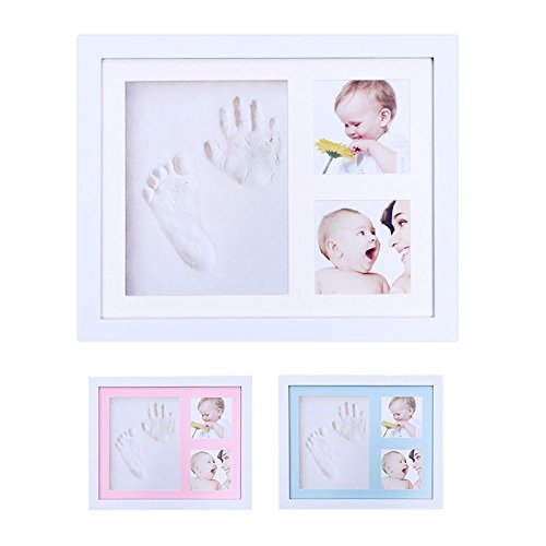 Baby Handprint Kit, Baby Shower Keepsake Kit For Babys, Baby Handprint and Footprint Frame Kit , Premium Clay & Wood Frame Non Toxic and Safe