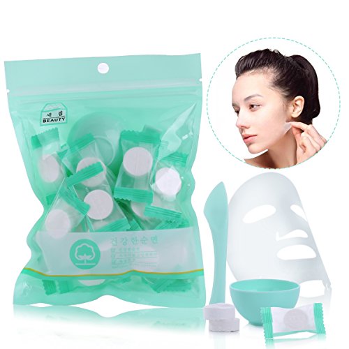 30pcs diy compressed facial mask paper with free mask bowl natura…