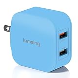 Lumsing Quick Charge 2 Port Wall Charger, 20W QC2.0 Dual USB Port Travel Charger for iPhone,Samsung Galaxy S5 S6 Edge Note 4 5, Google Nexus 6, Sony Xperia Z3 Z4 Tablet-Blue
