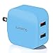 Lumsing Quick Charge 2 Port Wall Charger, 20W QC2.0 Dual USB Port Travel Charger for iPhone,Samsung Galaxy S5 S6 Edge Note 4 5, Google Nexus 6, Sony Xperia Z3 Z4 Tablet-Blue