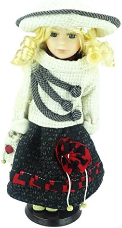 Porcelain Doll The Shannon Collection - Vintage Look/Design (White Coat/Hat Black Skirt (B))