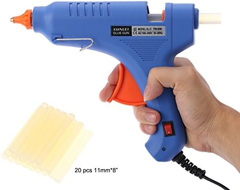 Dual Watt 60W/100W Hot Melt Glue Gun Dual Temperature and Retractable Stand with 20 PCS Glue Sticks