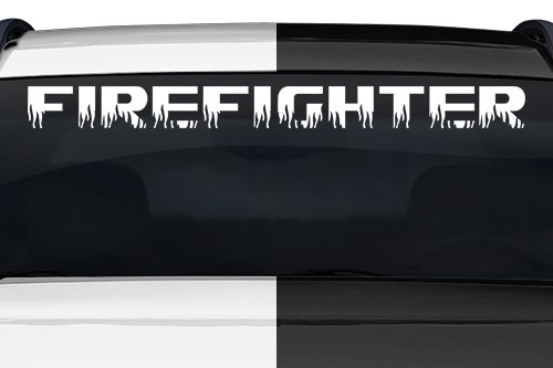 Firefighter Praying With Cross Die Cut Christian Vinyl Window