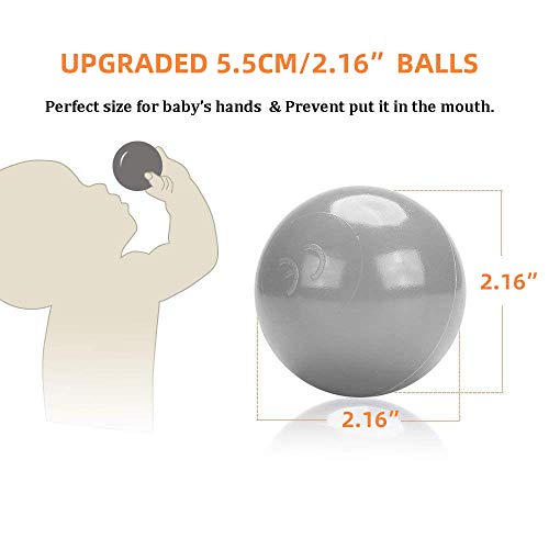 Wonder Space Soft Pit Balls, Chemical-Free Crush Proof Plastic Ocean Ball, BPA Free with No Smell, Safe for Toddler Ball Pit/ Kiddie Pool/ Indoor Baby Playpen, Pack of 100 (Light Grey) - Thumbnail 2
