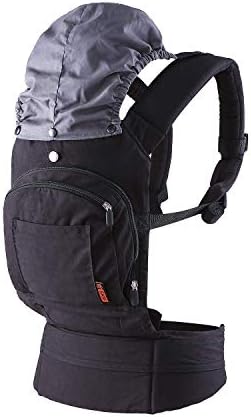 Baby Carrier Front Backpack - Adjustable Hoodie Breathable 3D Mesh Toddler Ergonomic M Position Carry Premium Carrier 100% Cotton 12lbs-45lbs Black