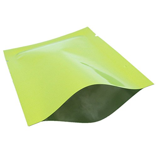2.4"x3.5" (1.97”x3.35” inner size) Heat Seal Aluminum Mylar Foil Bags with Tear Notches Candy Snack Vacuum Pouches Open Flat Top Mylar Sample Tea Food Storage Plain Pocket (300, Green)