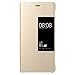 Huawei Ascend P9 Plus Case, Premium Leather Cover with View Window Protective Smartphone Flip Cover Folio Case (Ultra Thin Slim)(Perfect Fit) (P9 plus Golden)