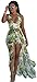 Eleganlife Women's V Neck Printed Chiffon Bodycon Short Party Clubwear Maxi Dress