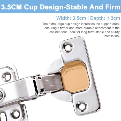 Door Hinges for Kitchen Cabinet 20Pcs, Soft Close Straight Cup Frameless Hinges with 120 Screws, Adjustable Full Overlay Hidden Concealed Hinge for Wardrobe Closet Bathroom Furniture Doors
