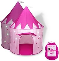 FoxPrint Princess Castle Play Tent Glow in The Dark Stars, conveniently Folds in to a Carrying Case, Your Kids Will Enjoy This Foldable Pop Up Pink Play Tent/House Toy Indoor & Outdoor Use