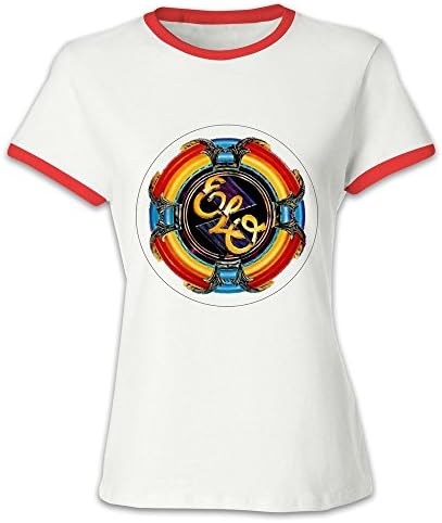 Women's The Electric Light Orchestra O Neck Short Sleeve Color Block T-Shirt Red US Size M