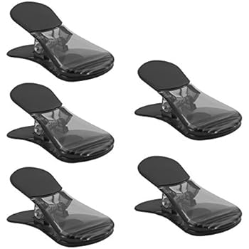 Cook with Color Set of Five Magnetic Sealing Food Clips, Plastic Clips for Food and Kitchen Storage, Chip and Snack Bag Clips, Fun Fridge Clips - Gray