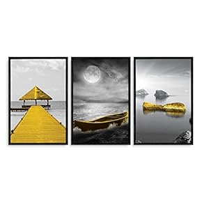 3 Piece Framed Canvas Home Artwork Decoration Go Sailing Canvas Wall Art for Living Room, Bedroom - 16"x24"x3 Panels