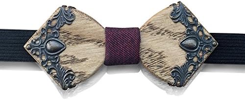 Wooden Bow Tie - Victorian Handmade Wedding Wood Bowtie for Men and Boys - Perfect Party Mens Necktie - Holiday Wooden Bow Ties - 100% Premium Quality Natural &amp; Eco-Friendly Wood + Gift Box (Red)