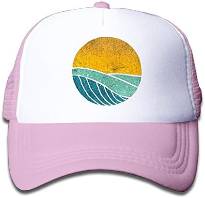 Kids' Vintage Sea Wave On Tides Baseball Cap Snapback Funny Trucker Hat Pink