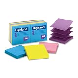 3M 6549-PUB Highland Pop-up Notes, 3 x 3 Inches, Assorted Bright Colors, 12 Pack