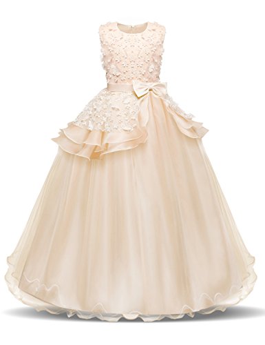 Nnjxd girl sleeveless embroidery princess pageant dress…