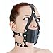 Gags Muzzles, Acome Fetish Pu Leather Unisex Bondage Muzzle Gag Bdsm Restraint Headgear Mask Sm Restraint Sex Bondage Suit for Men and Women in Black
