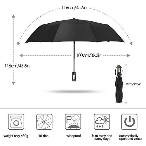 image for Umbrella Mixigoo Windproof Travel Umbrella Auto Open Close 10 Ribs Fol