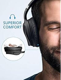 Mpow H5 Auriculares de cancelación de ruido activos, ANC Over Ear Auriculares Bluetooth inalámbricos con micrófono, Dual 1.575 in Drivers, Superior Deep Bass PC Cell Phone (25-30Hrs Playtime, CVC6.0 Micrófono con cancelación de ruido), 1