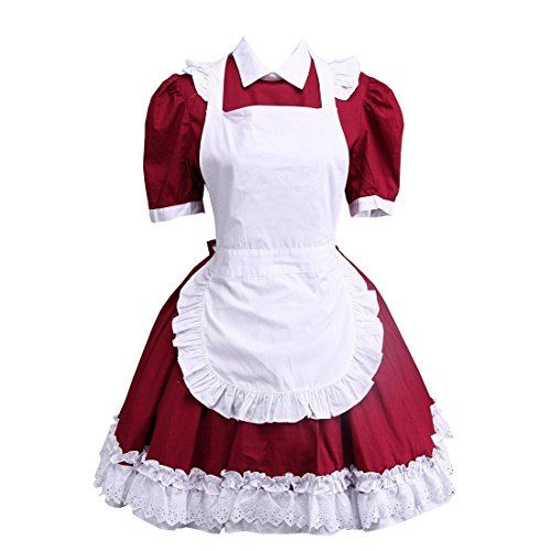 Partiss Women's Lace Ruffles Maid Cosplay Victorian Sweet Lolita Dress