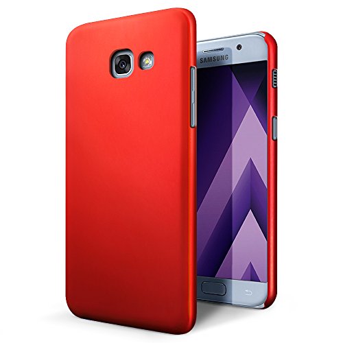 SLEO Galaxy A7 (2017) Case - Rubberized Hard PC Back Case Cover for Samsung Galaxy A7 (2017) Phone - Red