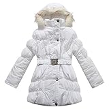 Richie House Big Girls' Padded Winter Jacket with Belt and Faux Fur Hood RH0784