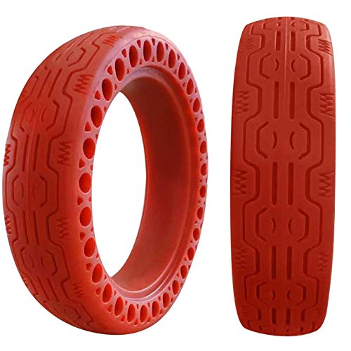 LINGHUANG Honeycomb Rubber Solid Tire 8.5 Inch Front/Rear Tire Wheel Replacement Solid Tyre for Xiaomi M365 / M365 Pro Electric Scooter Accessories Spare Wheels,2 Piece (Red)