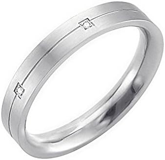 Men's Stainless Steel Diamond Band Ring (0.03 carat)