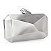 b.m.c BMC Womens Brilliant Silver Colored Alloy Metal Abstract Stone Cut Hardcase Fashion Clutch Shoulder Chain Handbag