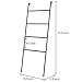 MyGift 54'' Black Metal 4-Tier Leaning Blanket Ladder Stand with Secure Wall Mount Holder, Farmhouse Bathroom Towel Quilt Ladder Rack