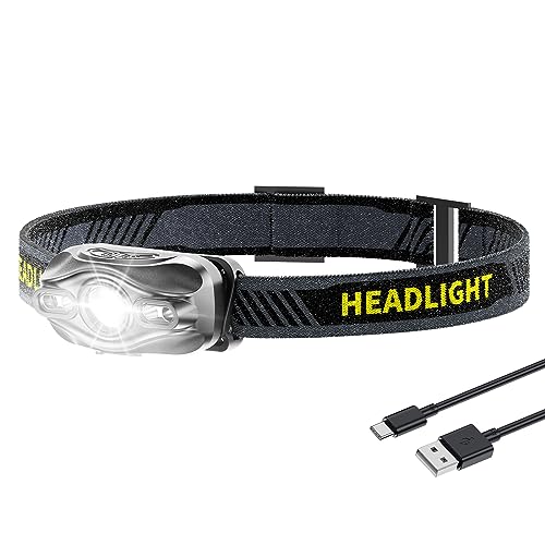 Smiling Shark Mini LED Linterna Frontal con Luz Blanca y Roja, 45° Ajustable Superbrillante Impermeable para Adultos Niños Camping Pesca Trekking