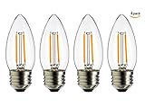 Mooncolour 2W LED Filament Candelabra Bulb, 25-watt Equivalent,For Use in chandeliers,Warm White 2700K, wall sconces, and pendant lighting, 4 Pack